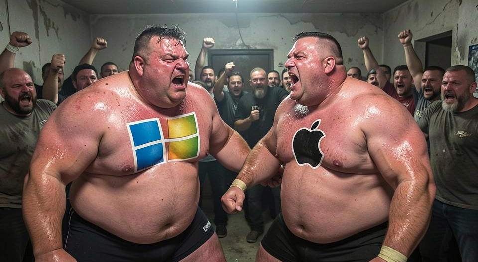 two ugly wrestlers fighting